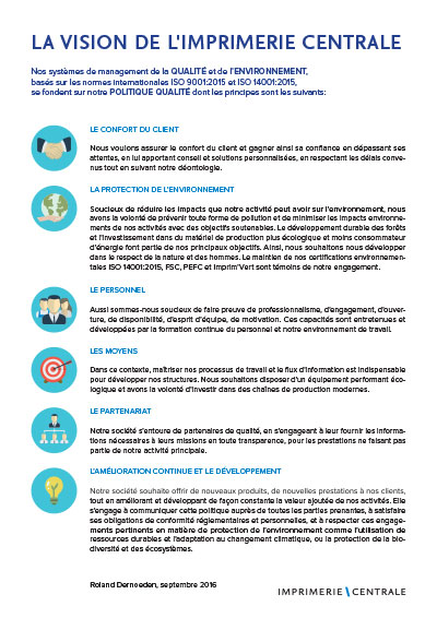 La vision de l'Imprimerie Centrale